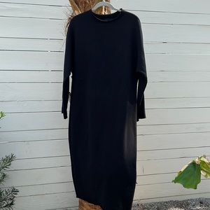 Frank & Eileen black funnel neck triple fleece dress, size L